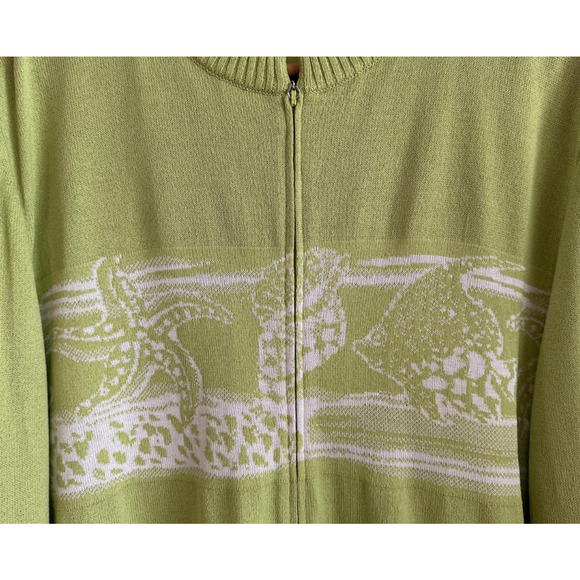 VTG St. John Womens Santana Knit Zip Cardigan Size 14 Resort Beach Ocean Print - Picture 2 of 8